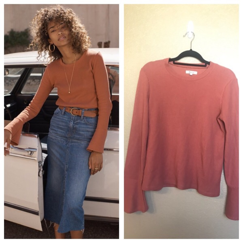 Madewell Ruffle Ribbed Top